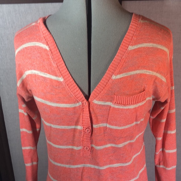 Mossimo Supply Company orange and cream striped 100% cotton sweater sz M - Picture 3 of 14